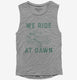We Ride At Dawn Funny Lawnmower grey Womens Muscle Tank