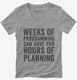 Weeks Of Programming Save Hours Of Planning grey Womens V-Neck Tee