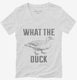 What The Duck white Womens V-Neck Tee