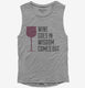 Wine Goes In Wisdom Comes Out  Womens Muscle Tank