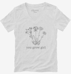 You Grow Girl Wildflower Womens V-Neck Shirt